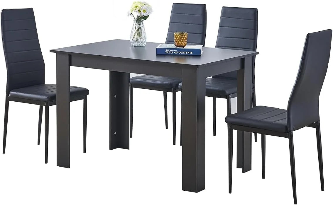 BonChoice 5 Piece Wooden Dining Room Table and Chairs Set