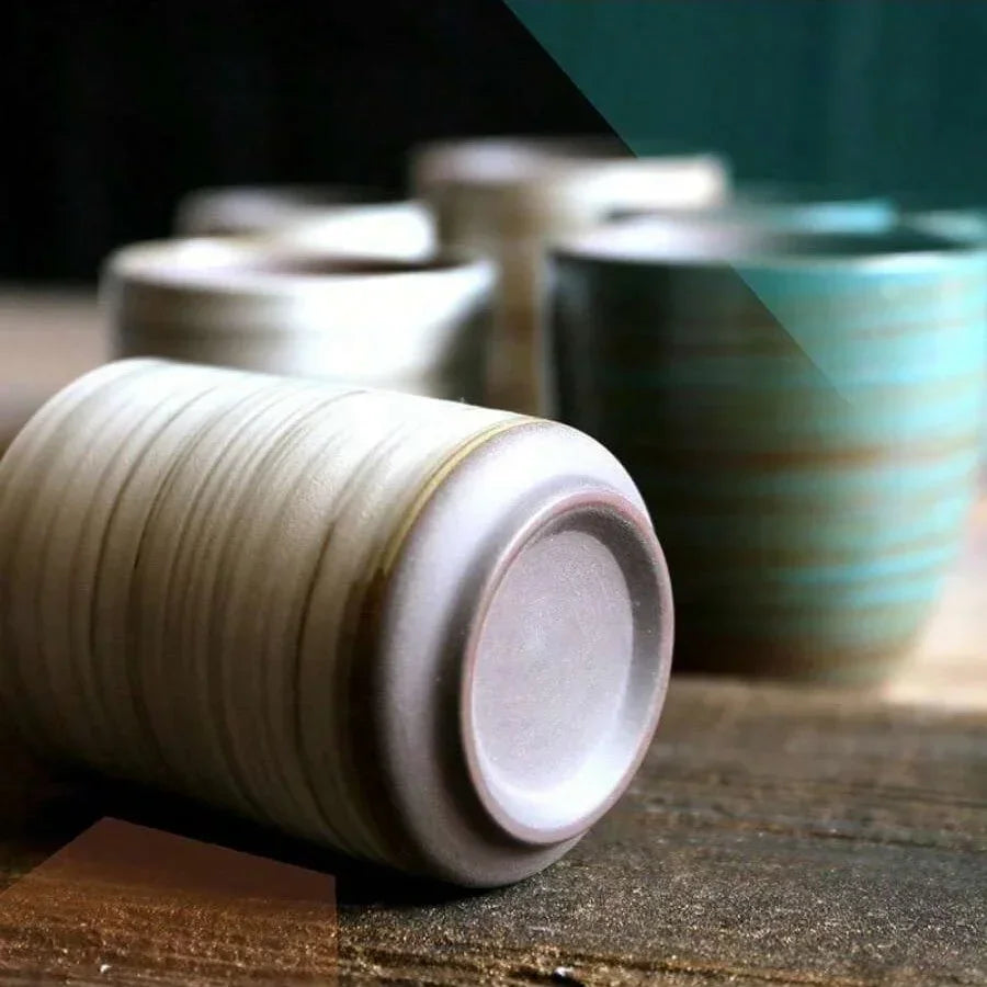 Hand-Painted Crackle Glaze Stoneware Mug