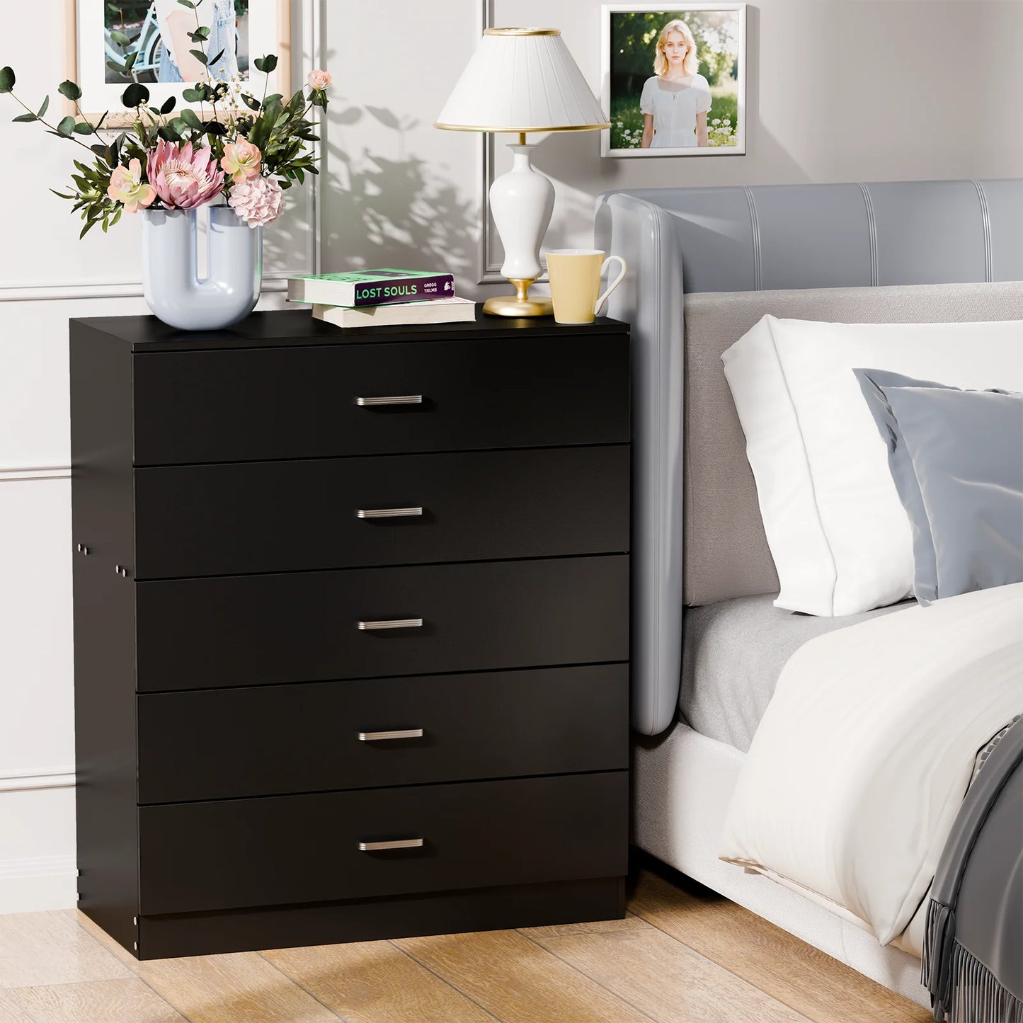 4 Drawer Wood Cabinet Dresser