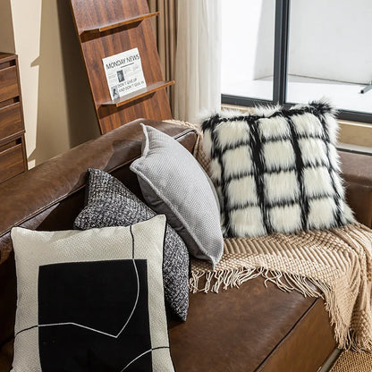 Checkerboard Stamping Throw Pillow Cover