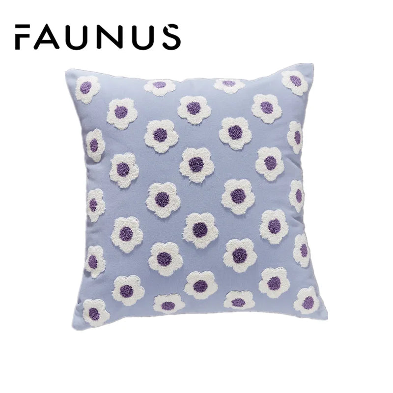 Daisy Embroidery Throw Pillow Covers