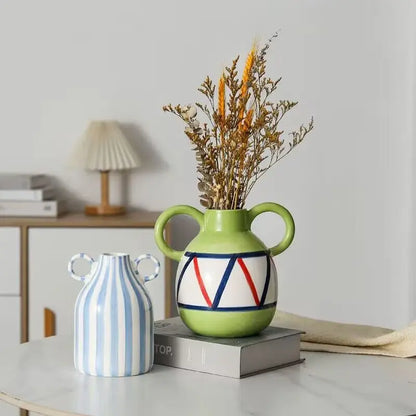 Double Ear Ceramic Vase