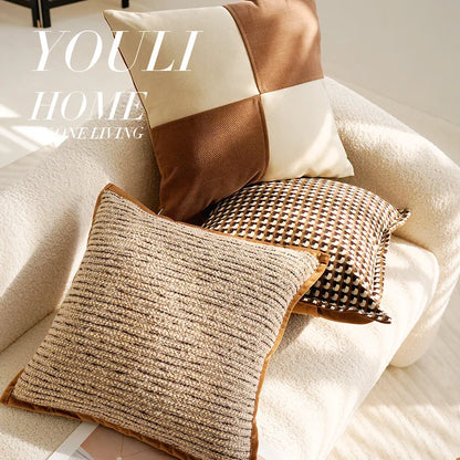 Brown Cream Throw Pillow Cover