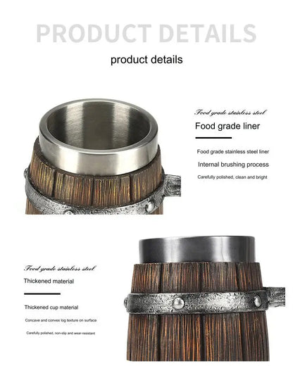 Wooden Barrel Beer Mug