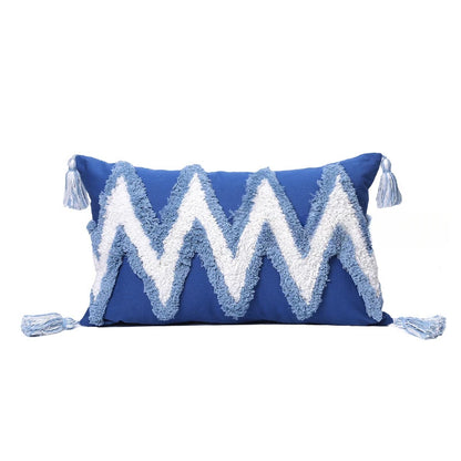 Blue Tufted Geometry Throw Pillow Cover