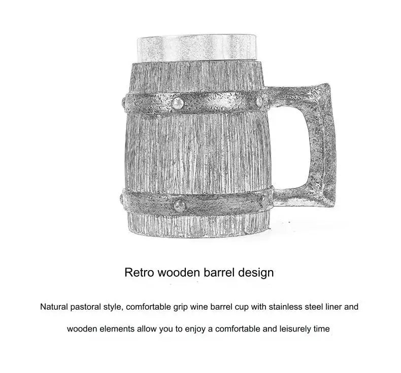 Wooden Barrel Beer Mug