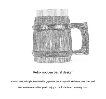 Wooden Barrel Beer Mug