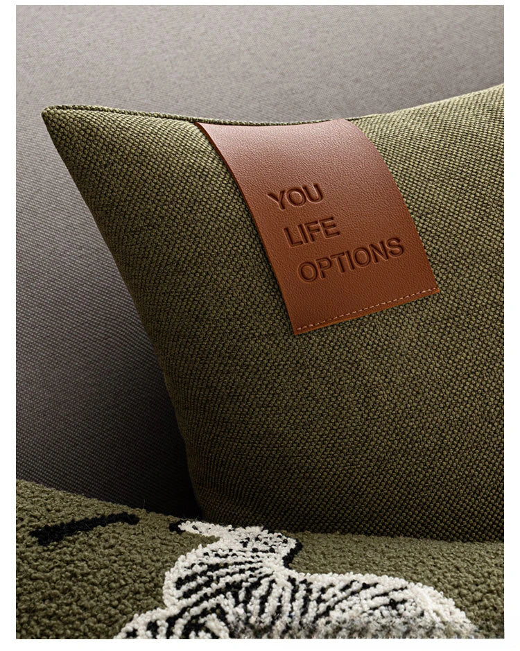 Leather Label Pillow Cover