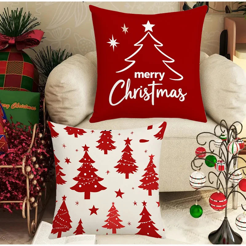 Christmas Tree Snowflake Print Pillowcase