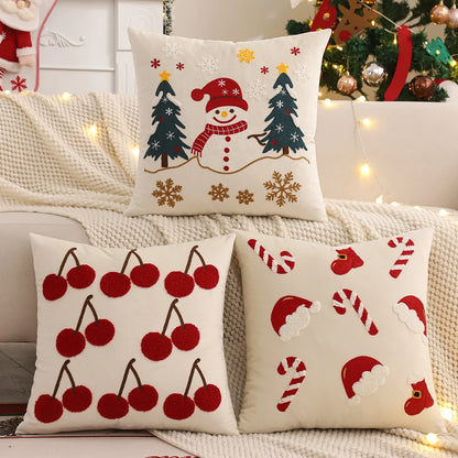Embroidery Christmas Throw Pillow Cover
