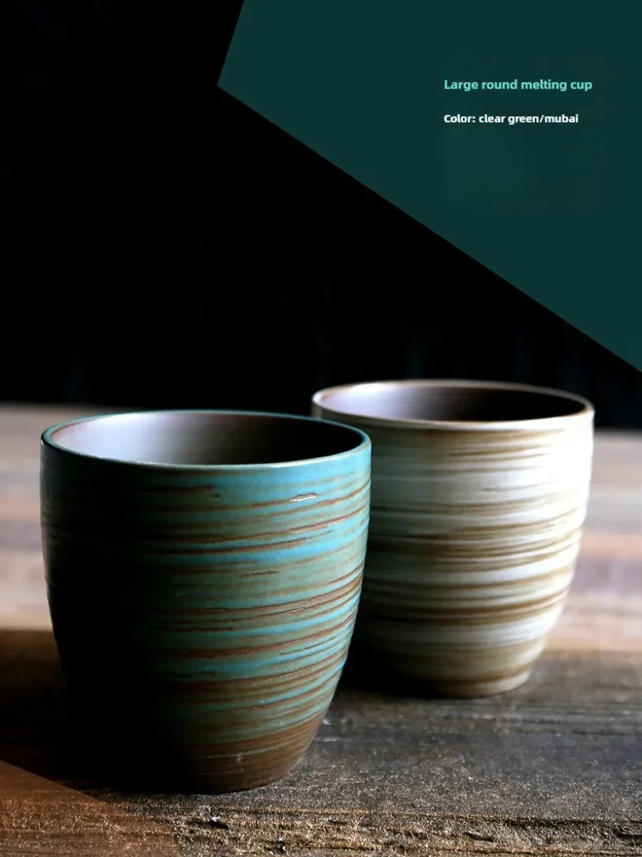 Hand-Painted Crackle Glaze Stoneware Mug