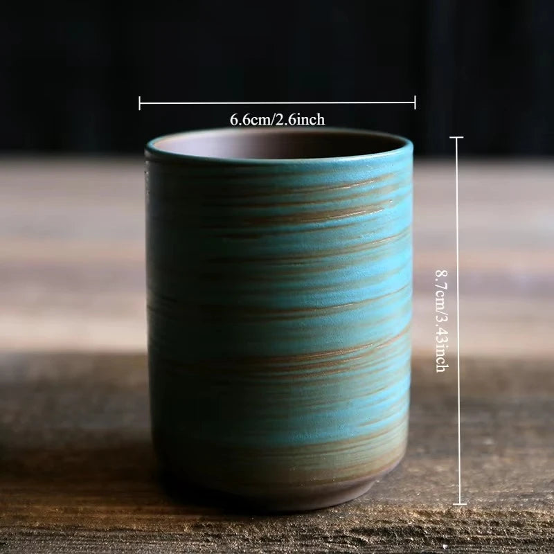 Hand-Painted Crackle Glaze Stoneware Mug