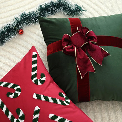 Embroidered Christmas Atmosphere Throw Pillowcase