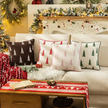 Christmas Tree Embroidery Throw Pillow Cover