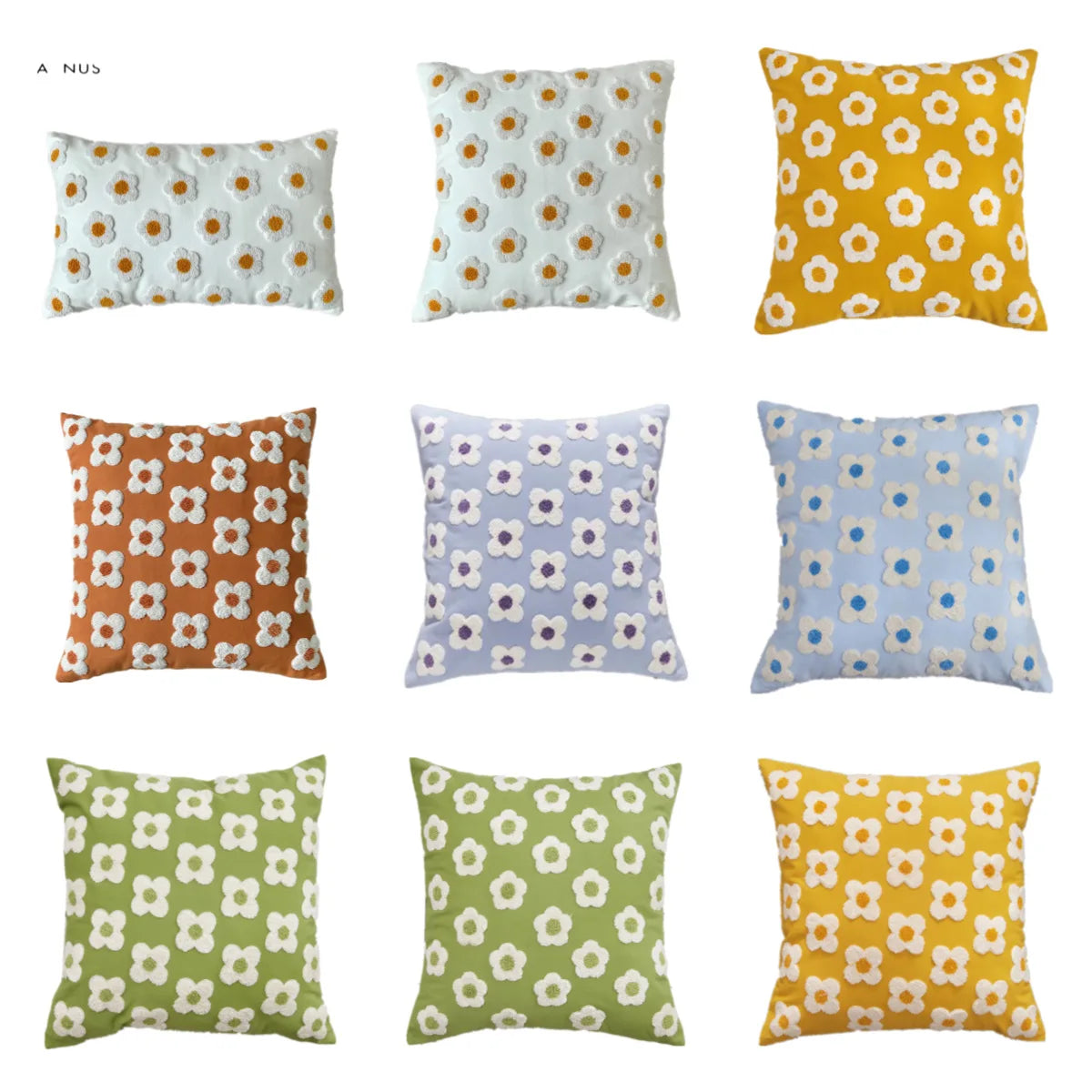 Daisy Embroidery Throw Pillow Covers