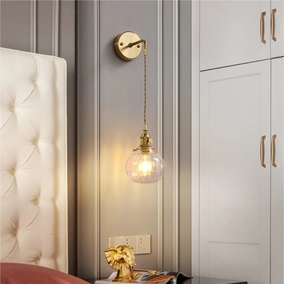 Retro Flower Style Glass Wall Lamp