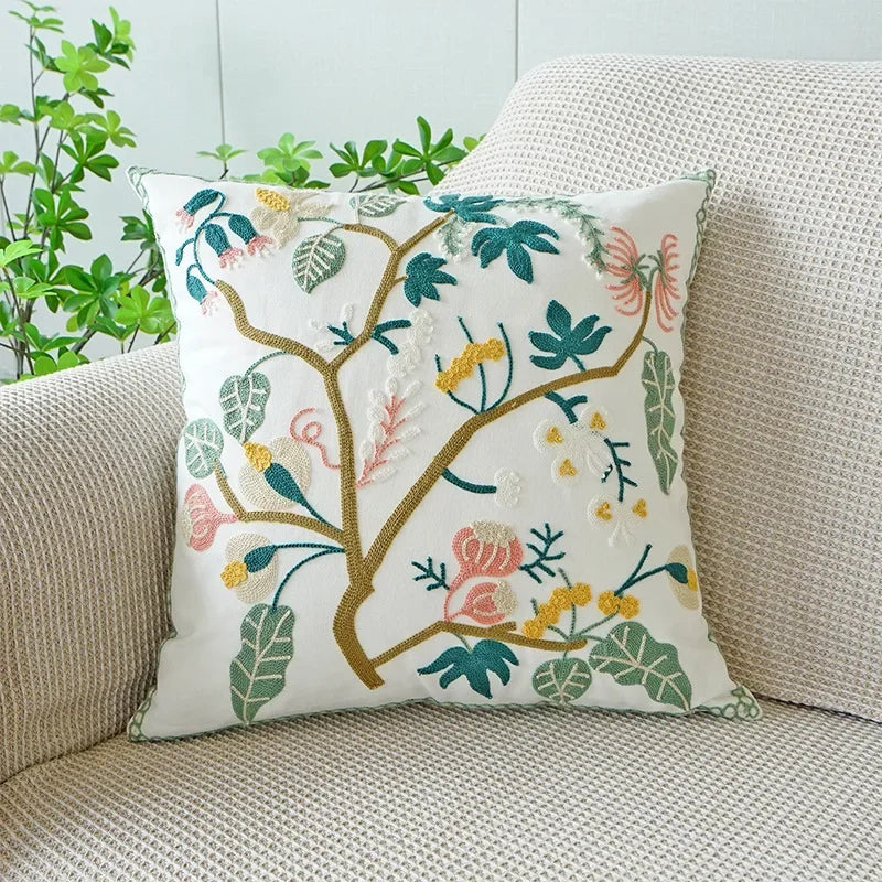 Blue Cute & Floral Throw Pillow Cover