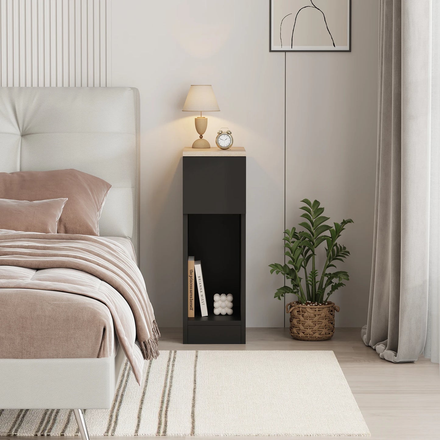 Modern Slim Tall Bedside Table