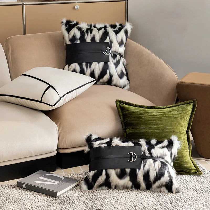 Black Plush Throw Pillow Cover