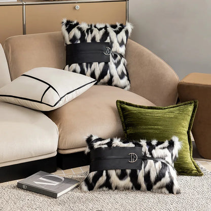 Black Plush Throw Pillow Cover