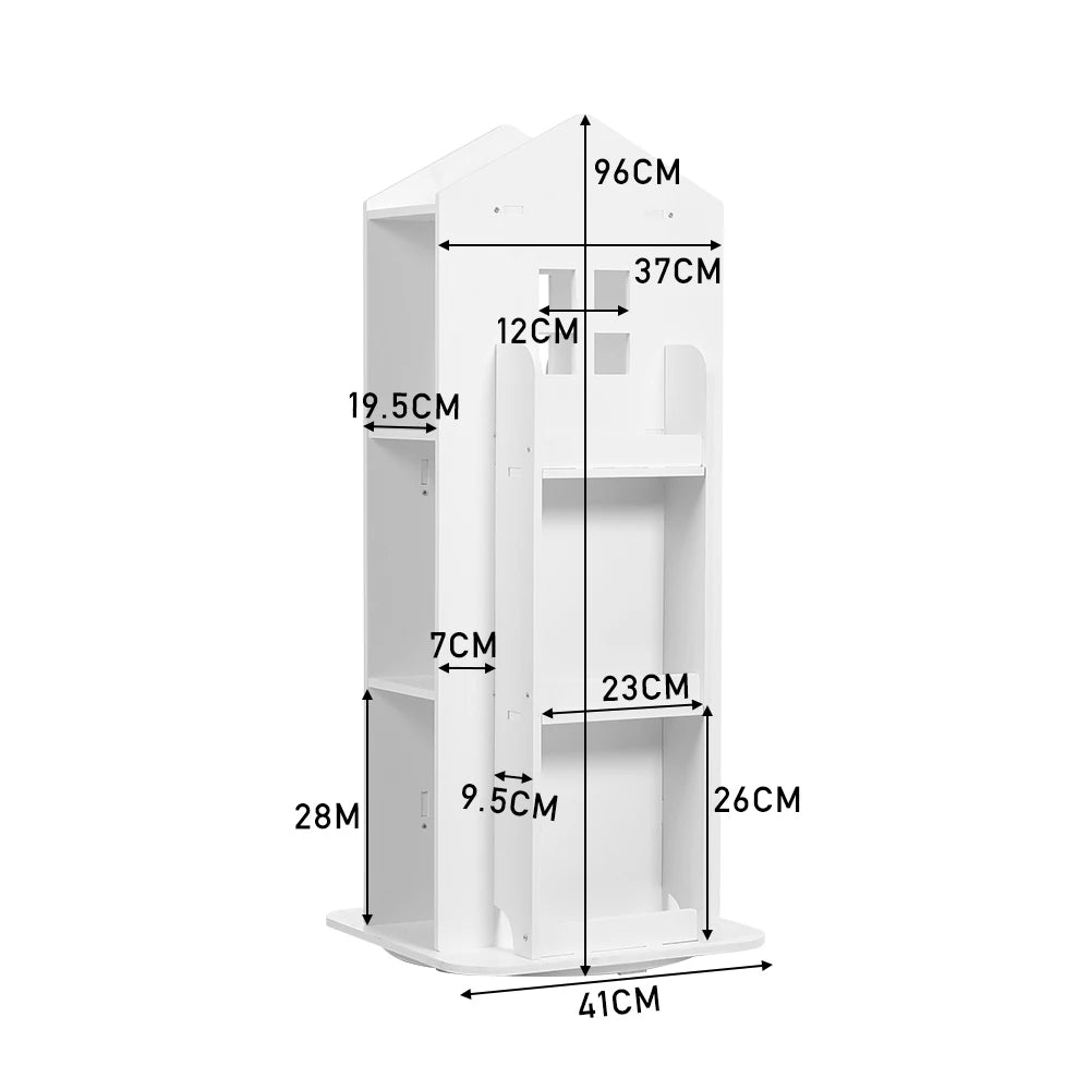 Kids' House Frame Rotating Bookshelf