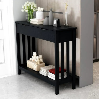 Modern Wood Entryway Table with Drawer