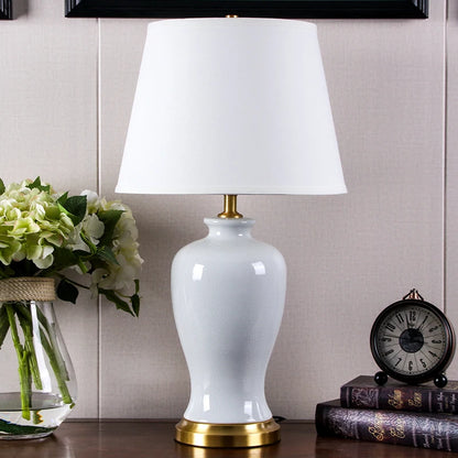 White Crackled Ceramic Table Lamp