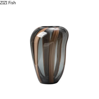 Colored Striped Glass Vase