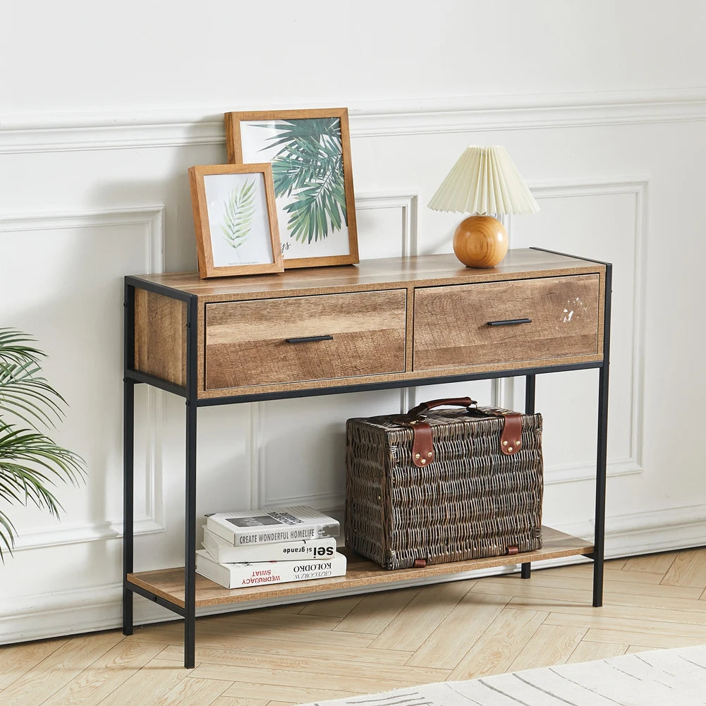 Rustic Brown Console Table