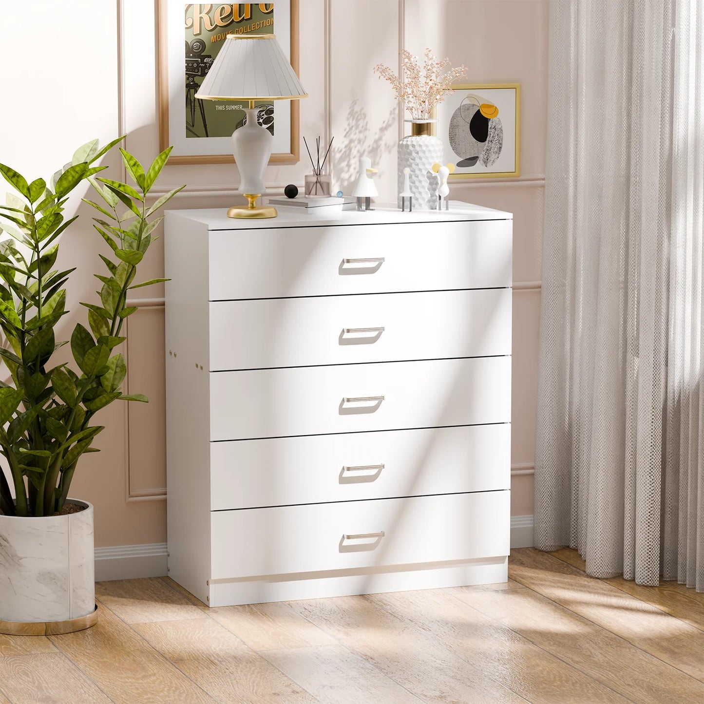 5 Drawer Wood Cabinet Dresser