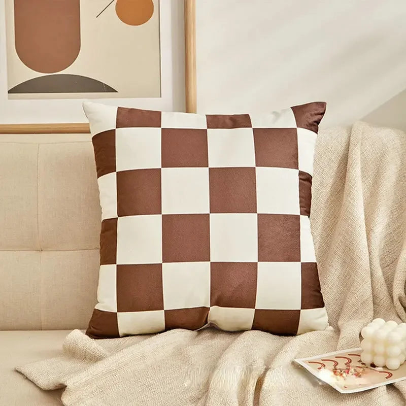 Fashion Checkerboard Plaid Cushion Cover