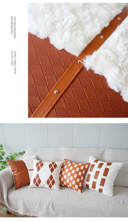 Orange Leather Throw Pillowcase