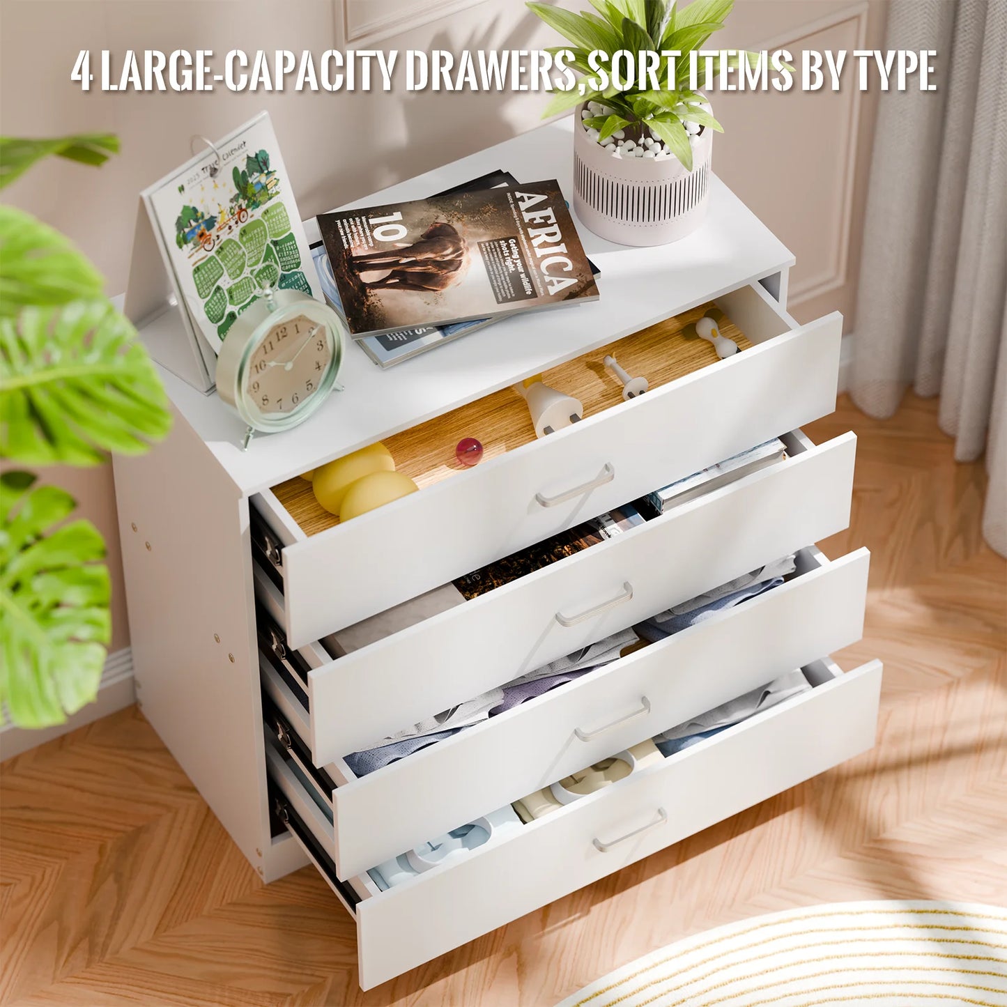 4 Drawer Wood Cabinet Dresser