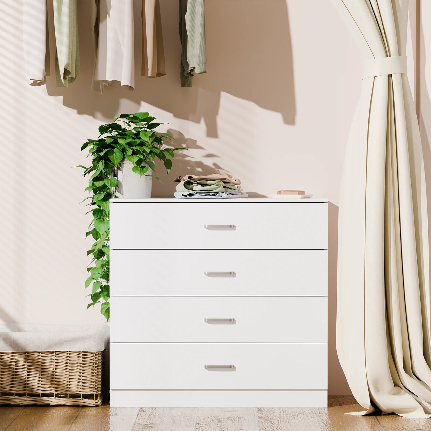 4 Drawer Wood Cabinet Dresser