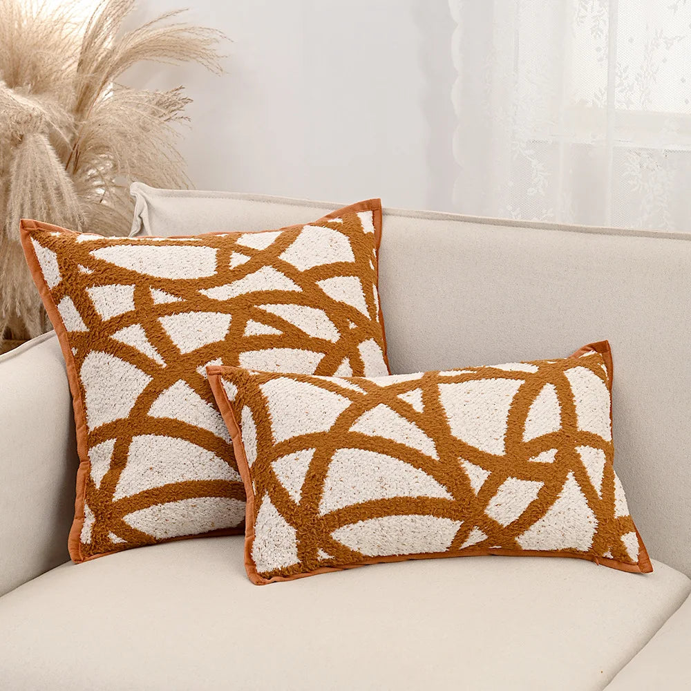 Orange Retro Throw Pillow Cover
