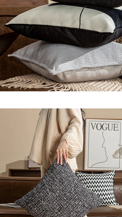 Checkerboard Stamping Throw Pillow Cover