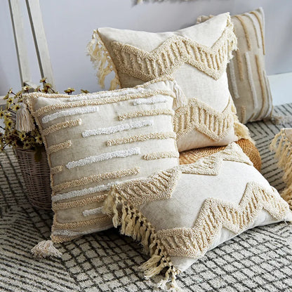 Tassel Ethnic Moroccan Style Throw Pillow Cover