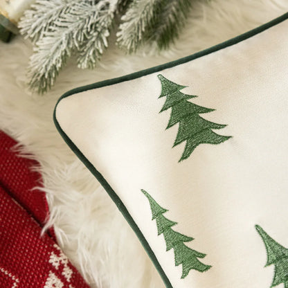 Christmas Tree Embroidery Throw Pillow Cover