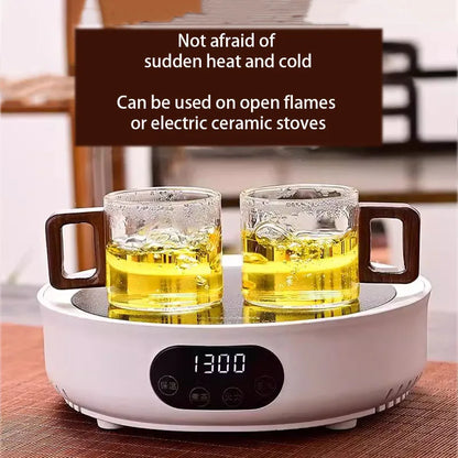 Glass Tea Cup With Walnut Handle