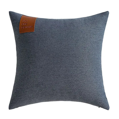 Leather Label Pillow Cover