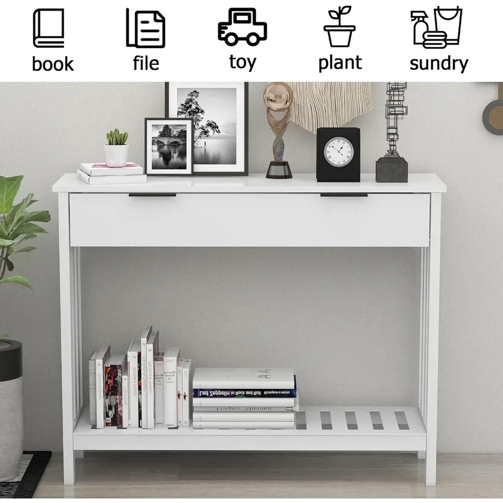 Modern Wood Entryway Table with Drawer