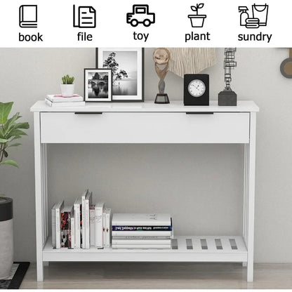 Modern Wood Entryway Table with Drawer