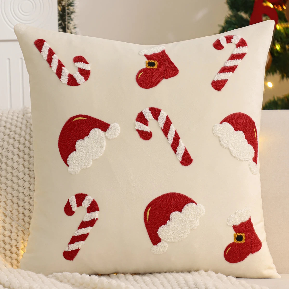 Embroidery Christmas Throw Pillow Cover