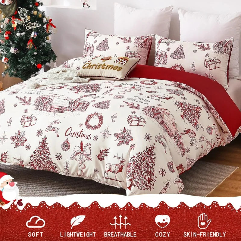 Christmas Duvet Covers Bedding 3 Pcs Set