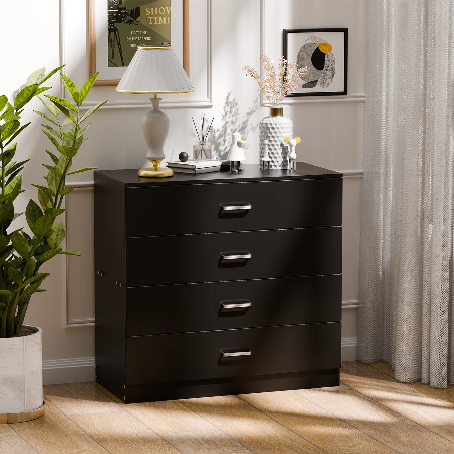 4 Drawer Wood Cabinet Dresser