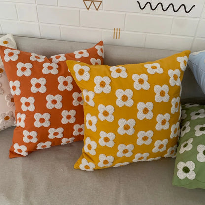 Daisy Embroidery Throw Pillow Covers