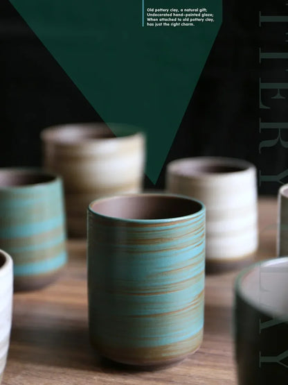 Hand-Painted Crackle Glaze Stoneware Mug