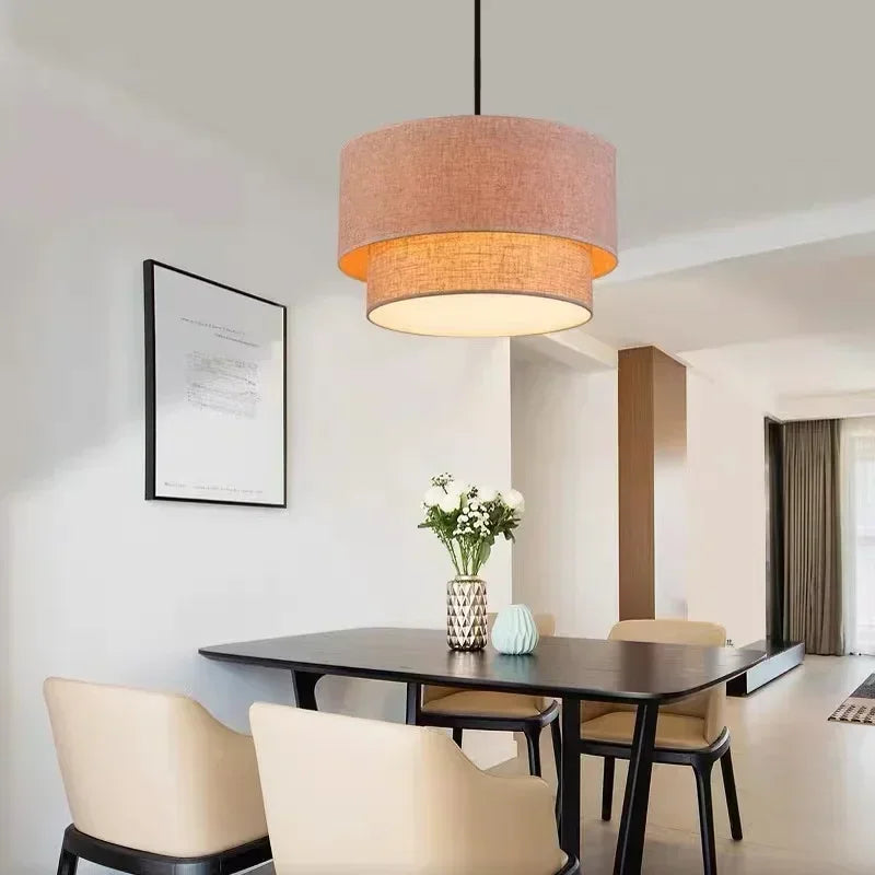 Double Linen Pendant Light