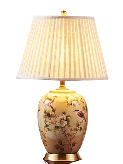 Large Floral Ceramic Table Lamp