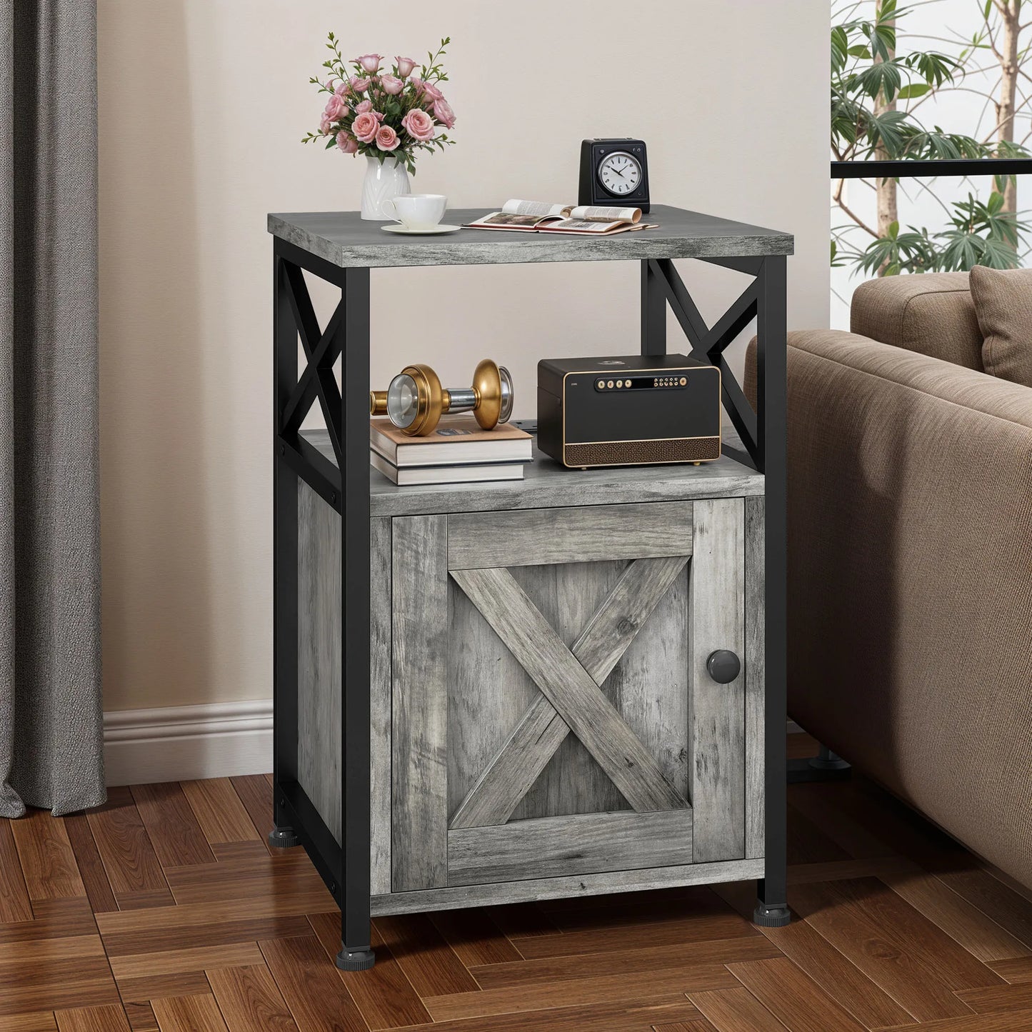 Grey X Shape Side Table